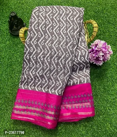Cotton Blend printed saree with running blouse-thumb0