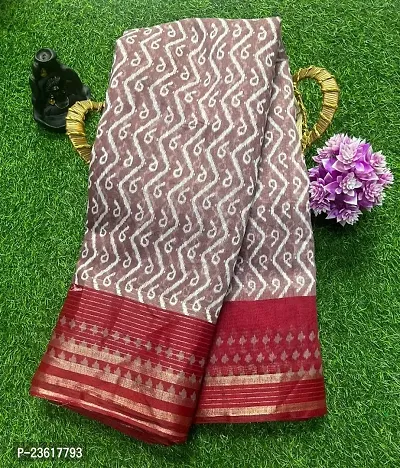 Cotton Blend printed saree with running blouse-thumb0