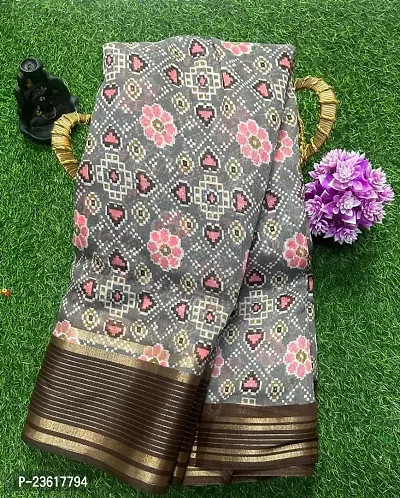 Cotton Blend printed saree with running blouse-thumb0