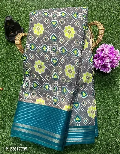 Cotton Blend printed saree with running blouse-thumb0