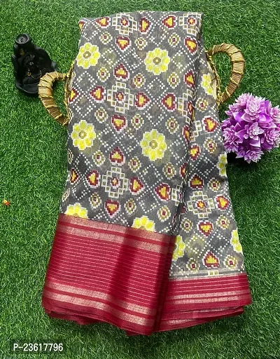 Cotton Blend printed saree with running blouse-thumb0