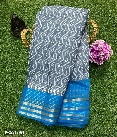 Cotton Blend printed saree with running blouse-thumb0