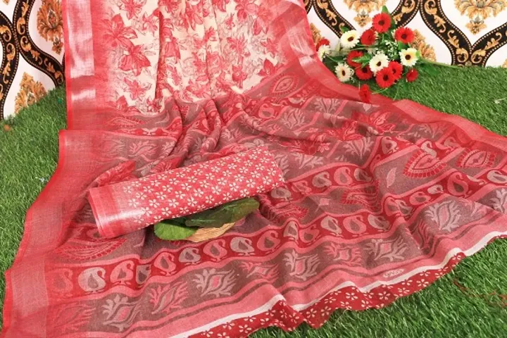 Classic Linen Saree with Blouse piece