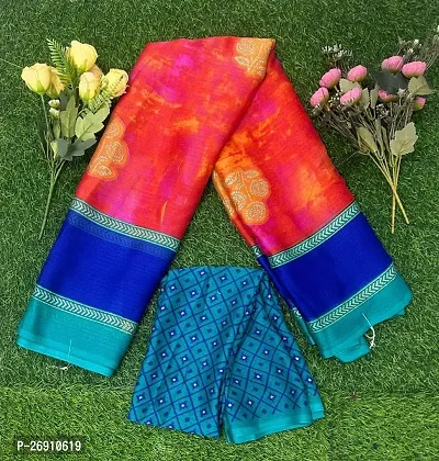 Fancy Moss Saree With Blouse Piece For Women