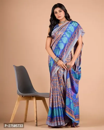 Crepe silk printed saree with blouse-thumb0