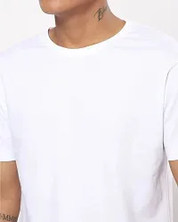 Trendy Cotton Biowash Round Neck White Plain T-Shirt For Men-thumb3