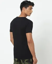 Trendy Cotton Round Neck Black Plain T-Shirt For Men-thumb1