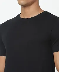 Trendy Cotton Round Neck Black Plain T-Shirt For Men-thumb3