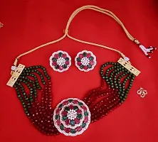 Paninaro Handmade Gold Plated American Diamond  MultiStrand Choker Necklace with Earrings Set for Women-thumb4