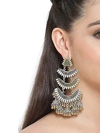 Paninaro Two Tone Trending Oxidised Silver Naira Chadbali Jhumka Earring for Women  Girls-thumb1