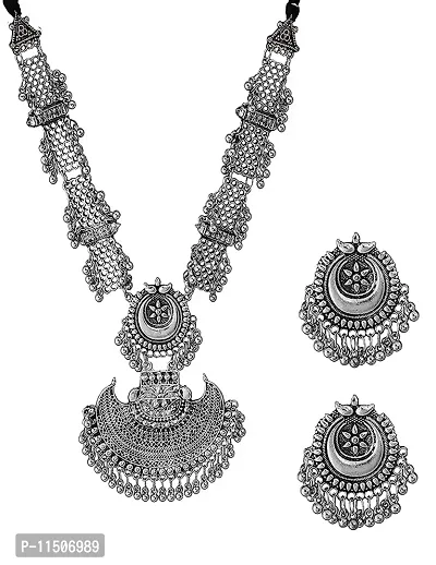 Total Fashion Afghani Oxidised Silver Jewellery Combo Chain Necklace Set for Women  Girls-thumb5