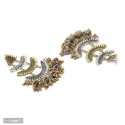 Paninaro Two Tone Trending Oxidised Silver Naira Chadbali Jhumka Earring for Women  Girls-thumb3