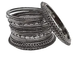 Paninaro Traditional Oxidised Black Metal Bangle Set for Women/Girls-thumb1