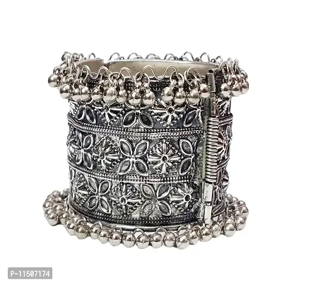 Paninaro Afghani Jewellery Looklike Oxidised Silver Bangle for Women/Girls