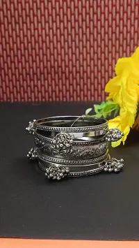 Paninaro Lookalike Handmade Oxidised Boho Afghani Bangle Set for Women and Girls Pack of 1 Pair(2.8)-thumb3