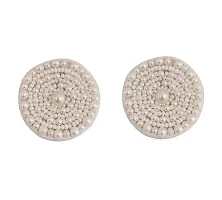 Paninaro Handmade Lookalike White Bead Emboiredery Choker Necklace Set for Girls & Women-thumb2