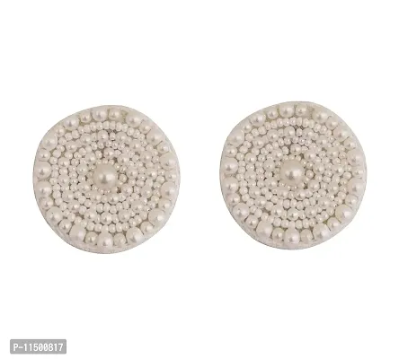 Paninaro Handmade Lookalike White Bead Emboiredery Choker Necklace Set for Girls & Women-thumb3