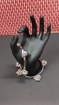 Paninaro Afghani Jewellery Oxidised Silver Bangle for Women/Girls-thumb3