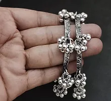 Paninaro Afghani Oxidised Silver Charms Bangle for Women/Girls-thumb1