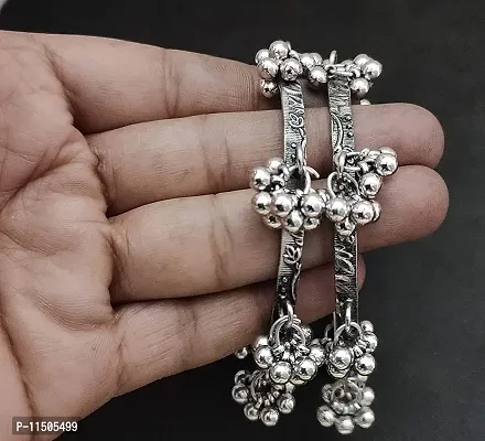 Paninaro Afghani Oxidised Silver Charms Bangle for Women/Girls-thumb2