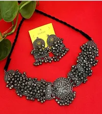 Total Fashion Afghani Oxidised Antique Jewellery Looklike Choker Necklace Set for Women  Girls-thumb3