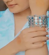 Total Fashion women's Jewellery Oxidised Mirror Bangle Bracelet (Silver)-thumb1