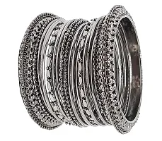 Paninaro Traditional Oxidised Black Metal Bangle Set for Women/Girls-thumb2