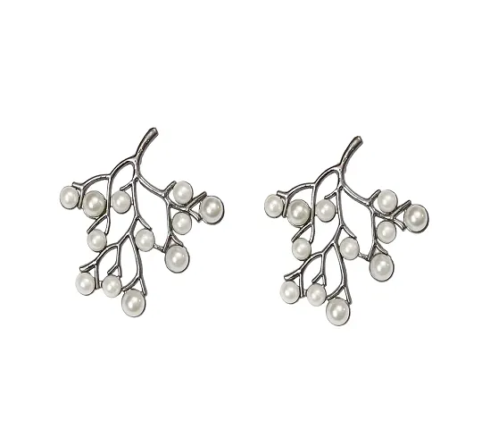 Paninaro Plated Pearl Stud Earring for Women Girls