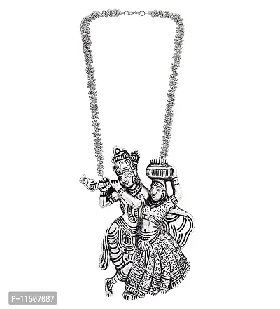 Total Fashion Oxidised Silver Radha Krishna Chain Pendant Necklace for Girls  Women