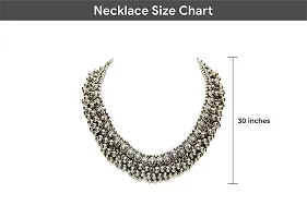 Paninaro Boho Designer Oxidized German Silver Choker Necklace Set for Girls & Women (Silver)-thumb3