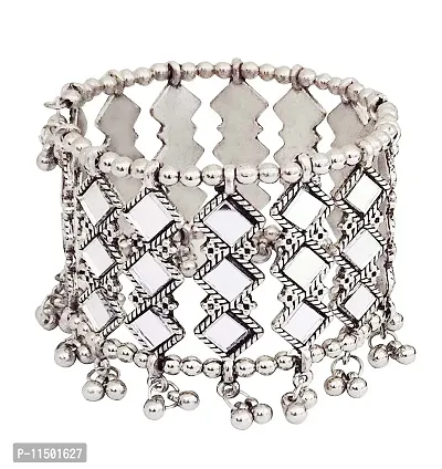 Total Fashion women's Jewellery Oxidised Mirror Bangle Bracelet (Silver)-thumb5