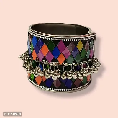 Paninaro Oxidized Adjustable Multi Mirror Work Bangle for Women/Girls-thumb5