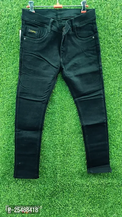 Trendy Denim Solid Green Jeans For Men-thumb0