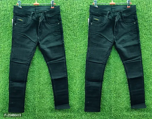 Trendy Denim Solid Green Jeans For Men- Pack Of 2