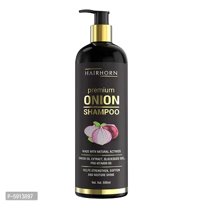 Hair horn onion shampoo Red Onion Shampoo with Caffeine Curry Leaf and Indian Alkanet Root Controlling Hair Fall Splitends Promotes Healthy Hair Growth   500ml (pack of 1)