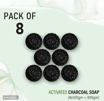 100% Natural Activated Charcoal Bath Soap  For Deep Cleaning And Anti-Pollution Effectnbsp;nbsp;Pack Of 8)-thumb0