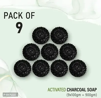 100% Natural Activated Charcoal Bath Soap  For Deep Cleaning And Anti-Pollution Effectnbsp;nbsp;Pack Of 9)