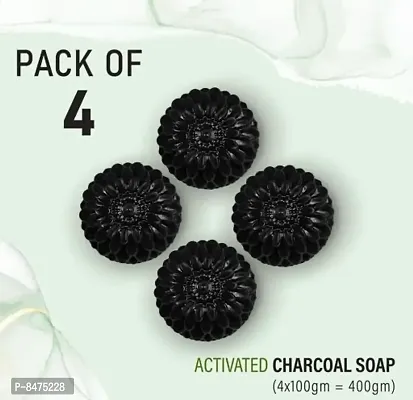Activated Charcoal Hand Made Deep Cleansing Bath Soap For Skin Whitening, Natural Detox Face And Body Soap For Acne, Blackheads,Pimple Skin Care Pack Of 4-thumb0