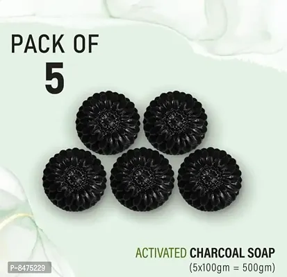 Activated Charcoal Hand Made Deep Cleansing Bath Soap For Skin Whitening, Natural Detox Face And Body Soap For Acne, Blackheads,Pimple Skin Care Pack Of 5