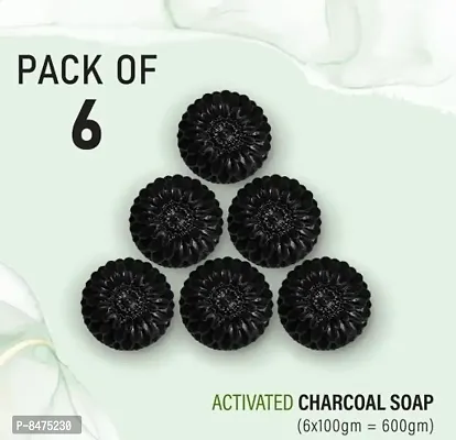 Activated Charcoal Hand Made Deep Cleansing Bath Soap For Skin Whitening, Natural Detox Face And Body Soap For Acne, Blackheads,Pimple Skin Care Pack Of 6