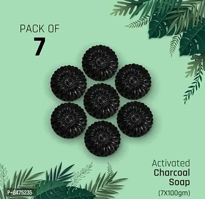 Activated Charcoal Bath Soap Natural Herbal Hand Made Soap For Deep Clean 100G Pack Of 7-thumb0