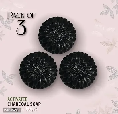 100% Natural Activated Charcoal Bath Soap  For Deep Cleaning And Anti-Pollution Effectnbsp;nbsp;Pack Of 3Essentials Ayurvedic Activated Charcoal Soap With Alovera Extracts For Deep Cleanse Pack Of 3-thumb0