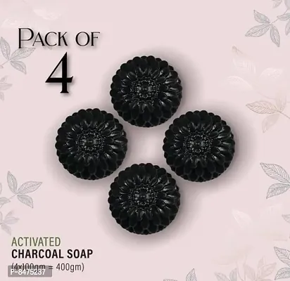 100% Natural Activated Charcoal Bath Soap  For Deep Cleaning And Anti-Pollution Effectnbsp;nbsp;Pack Of 3Essentials Ayurvedic Activated Charcoal Soap With Alovera Extracts For Deep Cleanse Pack Of 4
