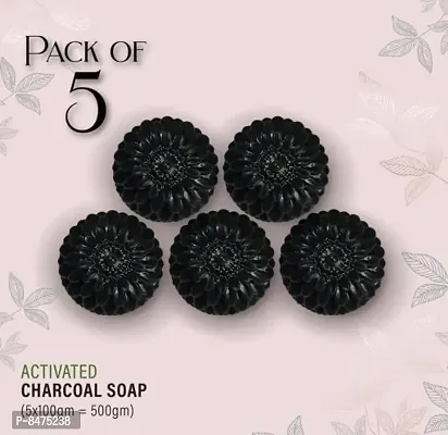 100% Natural Activated Charcoal Bath Soap  For Deep Cleaning And Anti-Pollution Effectnbsp;nbsp;Pack Of 3Essentials Ayurvedic Activated Charcoal Soap With Alovera Extracts For Deep Cleanse Pack Of 5-thumb0