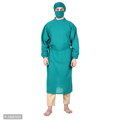 Epicure wears Unisex Male / Female Surgeon Gown/Surgical Gown/OT Gown/OT Dress with Mask and Cap - Ideal for Doctors, Dentists and Healthcare Professionals Green-thumb0