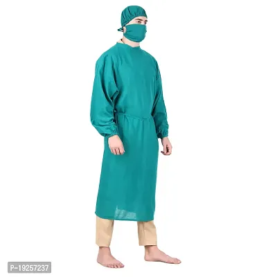 Epicure wears Unisex Male / Female Surgeon Gown/Surgical Gown/OT Gown/OT Dress with Mask and Cap - Ideal for Doctors, Dentists and Healthcare Professionals Green-thumb5