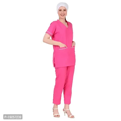 Epicure wears Uniforms Unisex Women's | Men Poly Cotton Scrub Suit - Ideal for Doctors, Dentists and Healthcare Professionals  (Dark Pink_Small)-thumb5