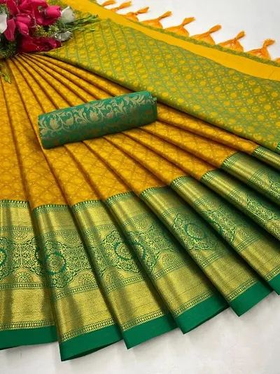 Aura Cotton Silk Jacquard Border Sarees with Jacquard Blouse Piece