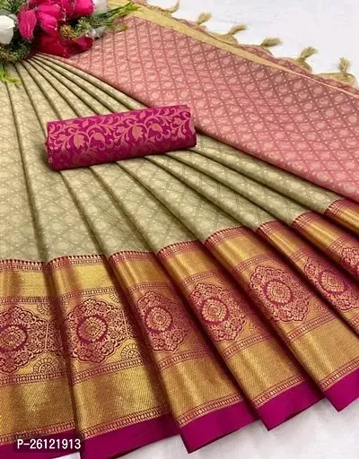 Beautiful Multicoloured Cotton Silk Saree with Blouse Piece-thumb0