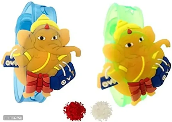 Cartoon  led rakhi Set Of 2 With Roli Chawal Pack